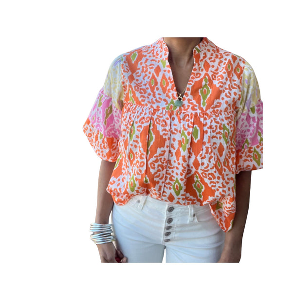 THML Mixed Print Top Spring and Summer Top