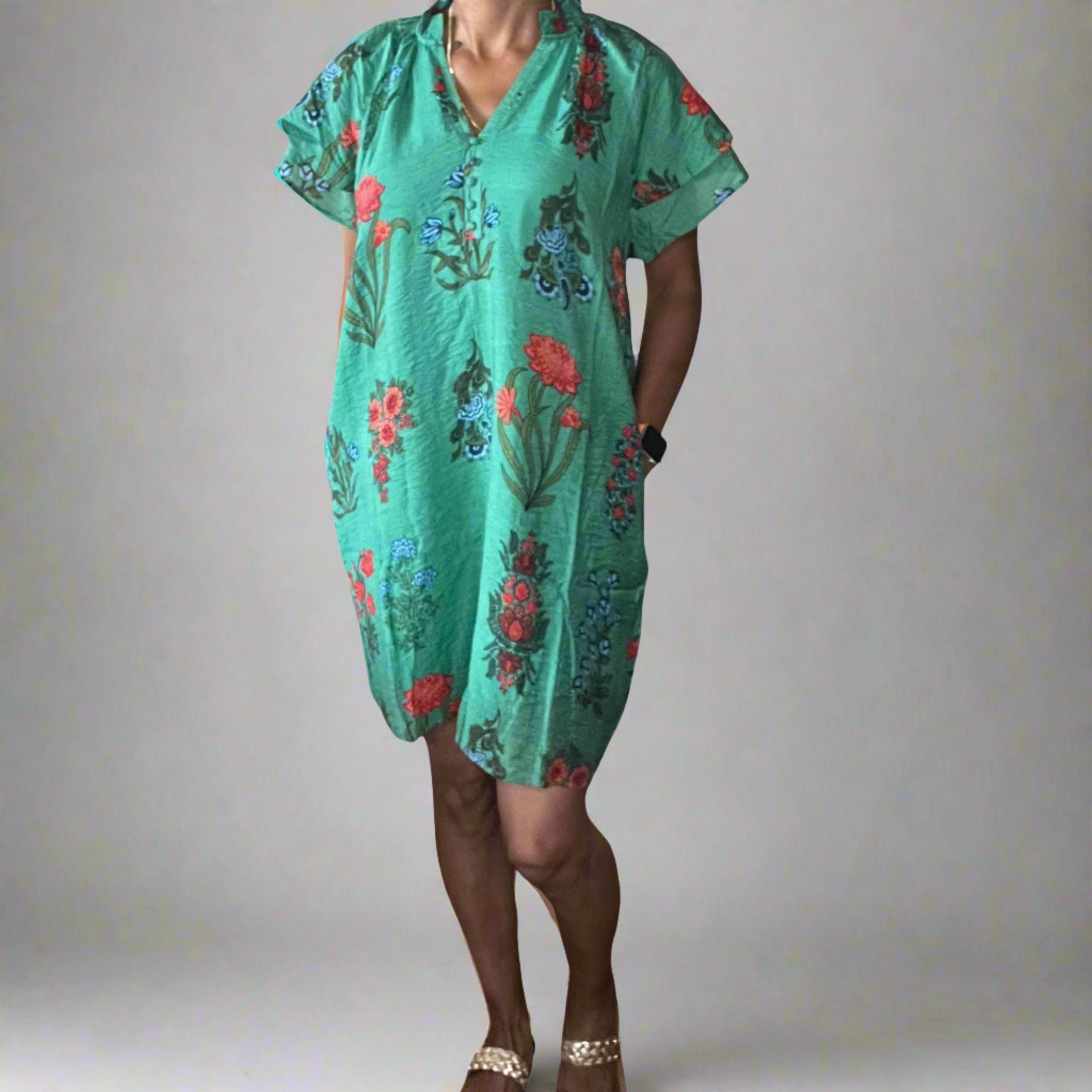 THML Green Flower Garden Dress - FINAL SALE Von Lucy Mobile Boutique THML Green Flower Garden Dress - FINAL SALE Von Lucy Mobile Boutique