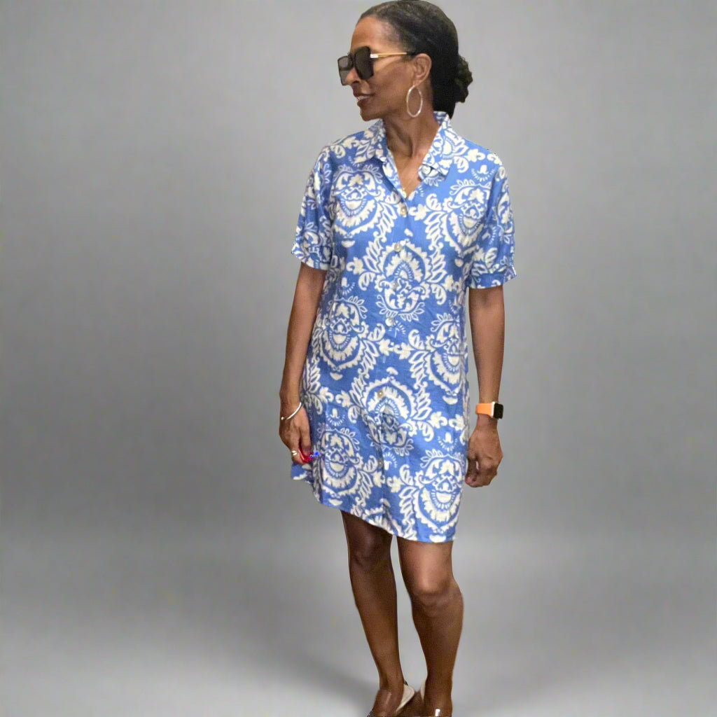 THML Sara Short Sleeve Print Button Up Dress XS THML Sara Short Sleeve Print Button Up Dress XS