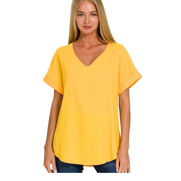 Yellow V-Neck Top