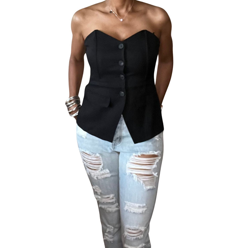 Blu Pepper Black Sleeveless Vest