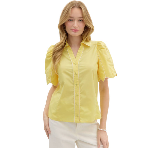 Carmen Yellow Button Down Top