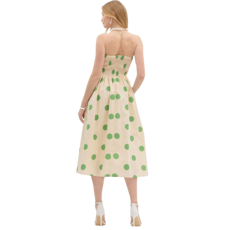 Charlotte Polka Dot Strapless Midi Dress