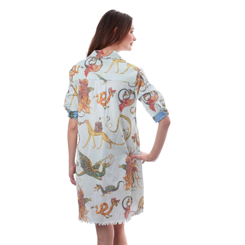 Dizzy Lizzie Chatham Light Blue Mythical Creatures Print Dress