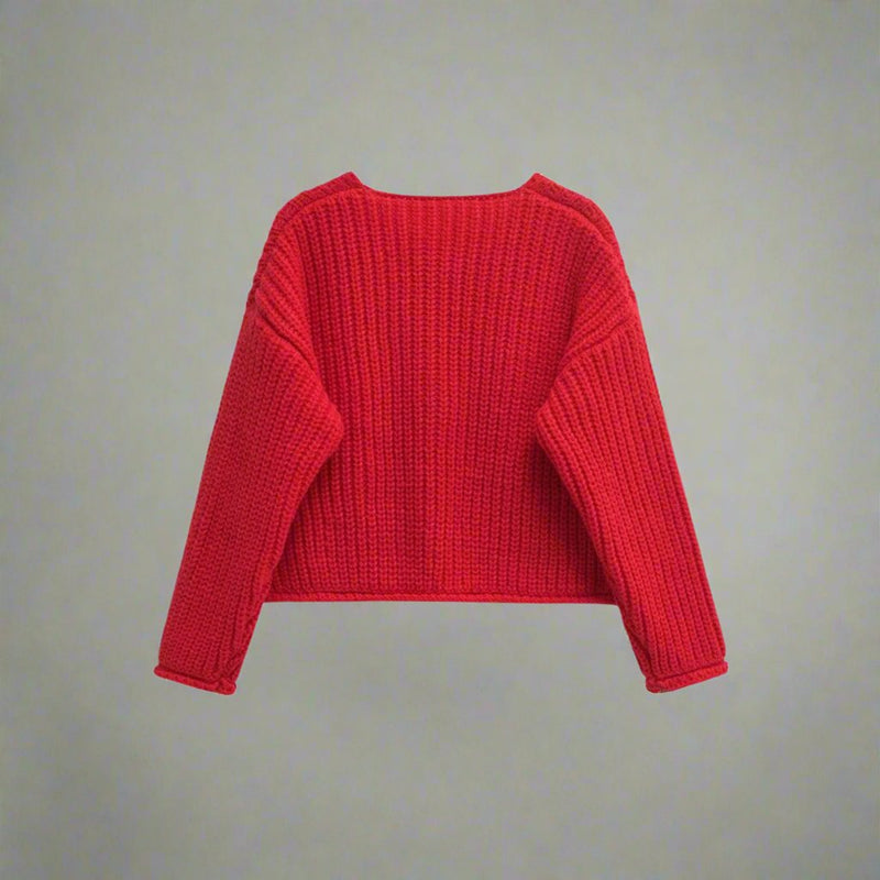 Chunky Red Sweater Cardigan