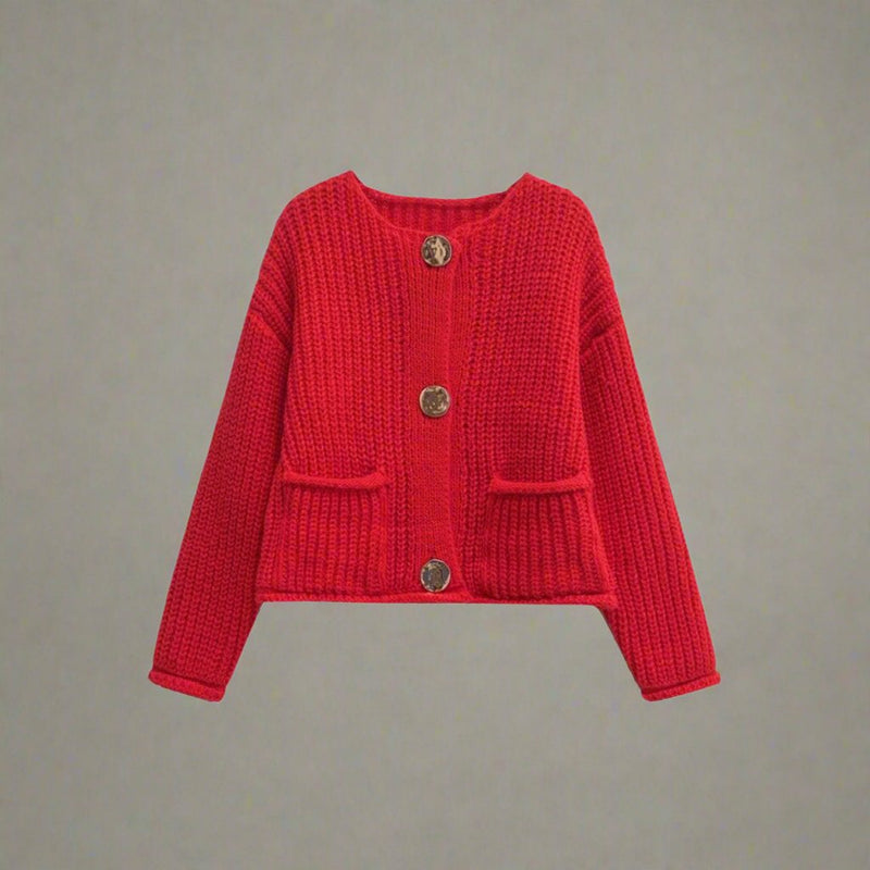 Chunky Red Sweater Cardigan