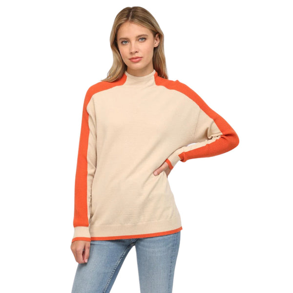 Dina Colorblock Funnel Neck Sweater - FINAL SALE