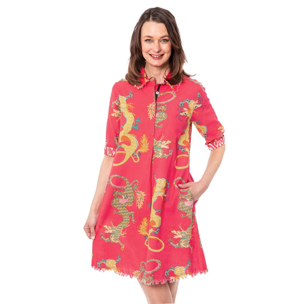 Dizzy Lizzie Chatham Bright Pink Dragon Dress