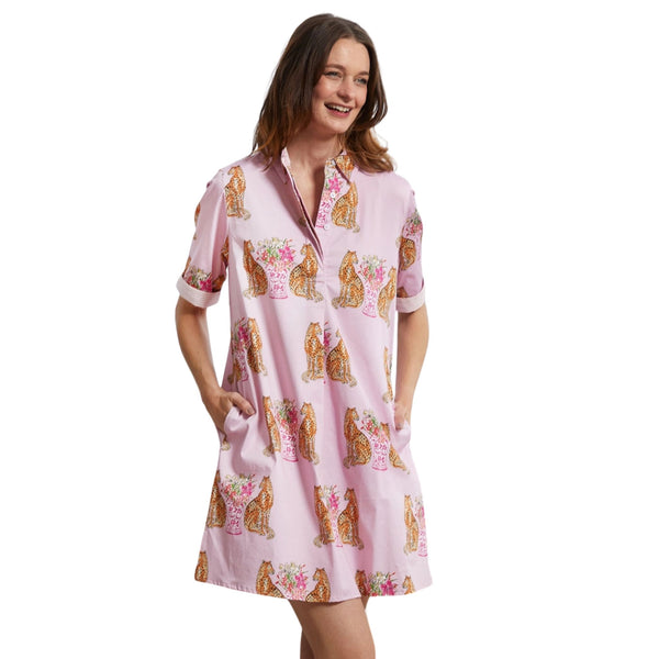 Dizzy Lizzie Chatham Pink With Cheetah And Urns Dress