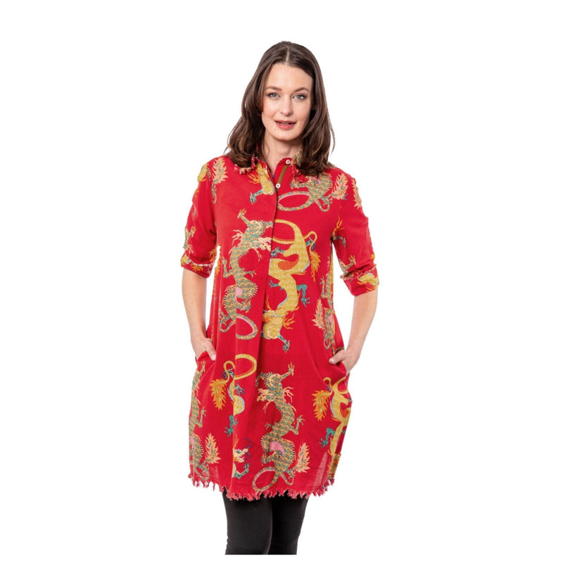 Dizzy Lizzie Chatham Dress Red Dragon Print