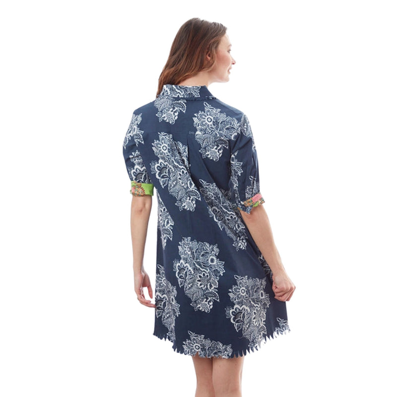 Dizzy Lizzie Chatham Navy White Floral Print Dress