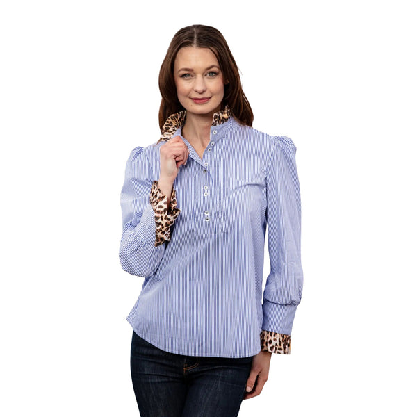 Dizzy Lizzie Cheetah Collar and Sleeve Shirt