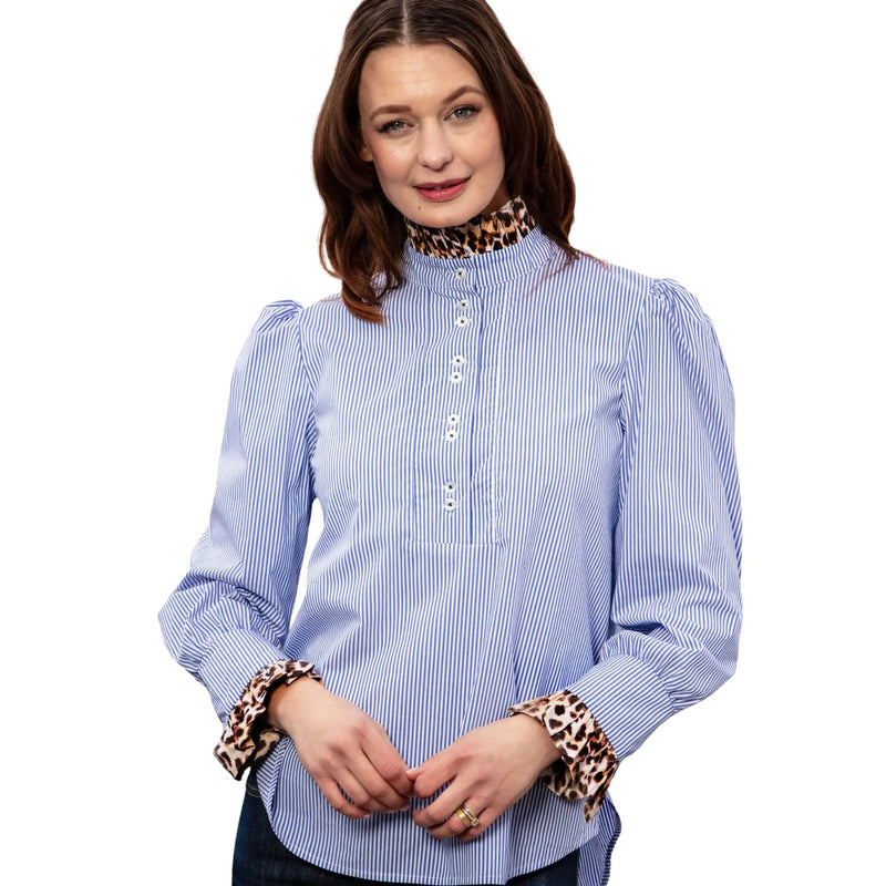 Dizzy Lizzie Cheetah Collar and Sleeve Shirt