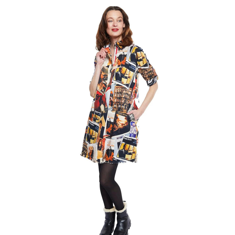 Dizzy Lizzie Chatham Dress Rock And Roll Print