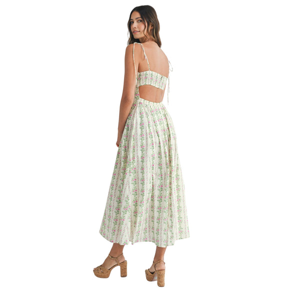 EMM Floral Print Bandeau Spaghetti Strap Maxi Dress