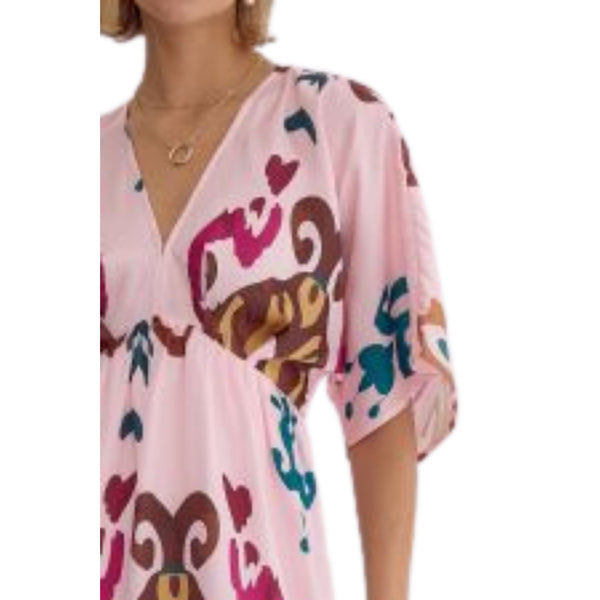 Printed Half Sleeve Kimono Dress