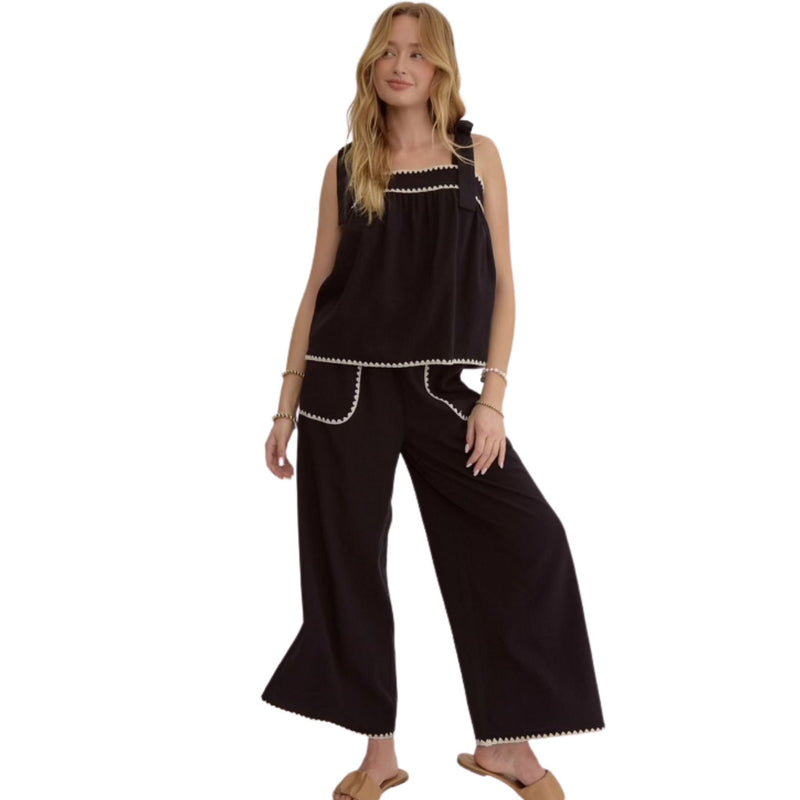 Mellie Crochet Trim Pant Set - FINAL SALE