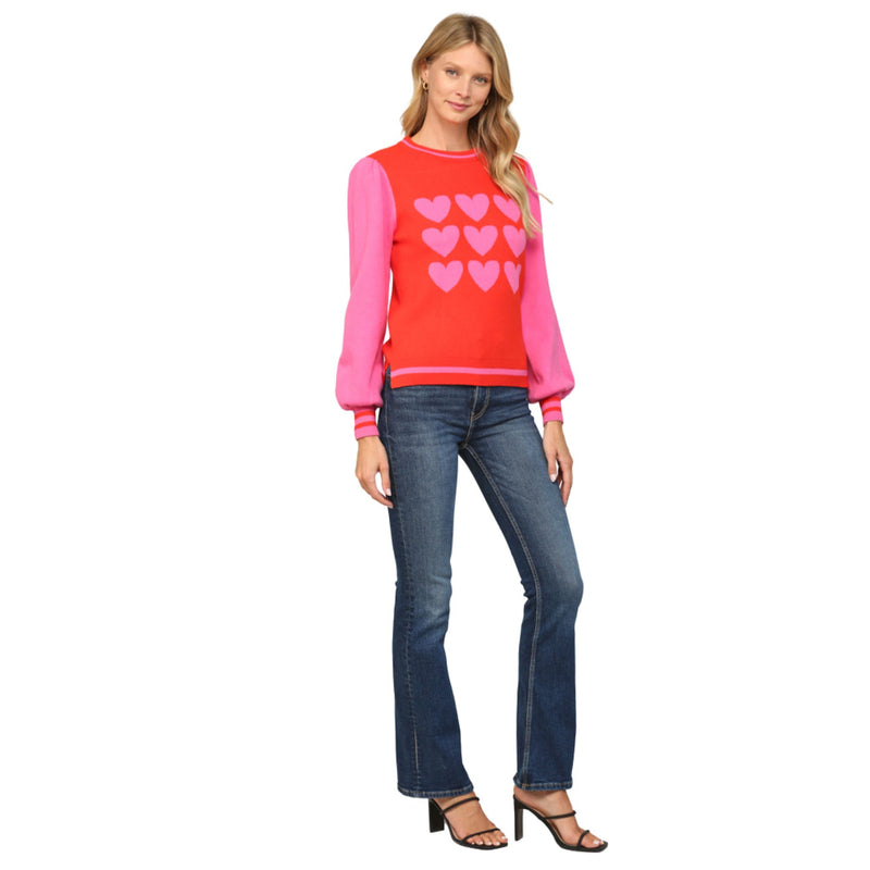 Pink and Red Hearts Sweater