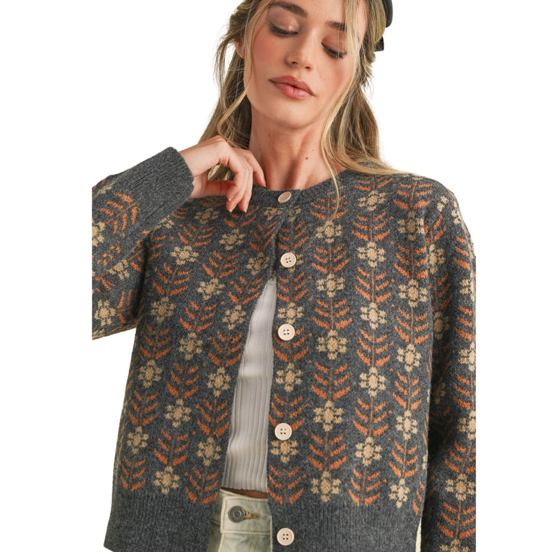 Lyssa Floral Knit Button Up Cardigan