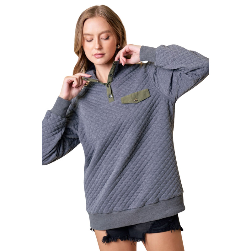 Grey Charcoal Textured Pullover