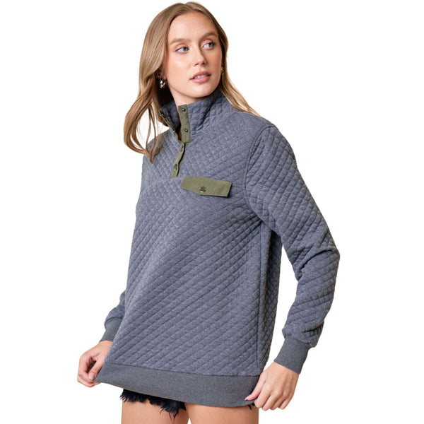 Grey Charcoal Textured Pullover