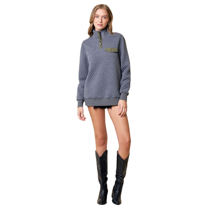 Grey Charcoal Textured Pullover