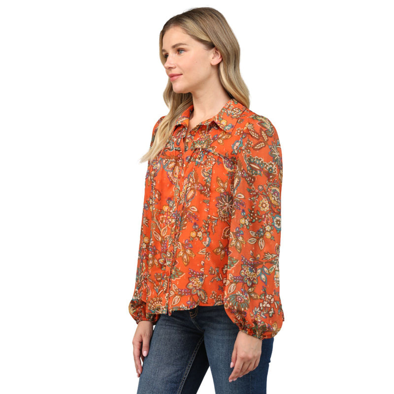 Lia Rust Lurex Blouse - FINAL SALE