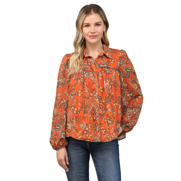 Lia Rust Lurex Blouse - FINAL SALE