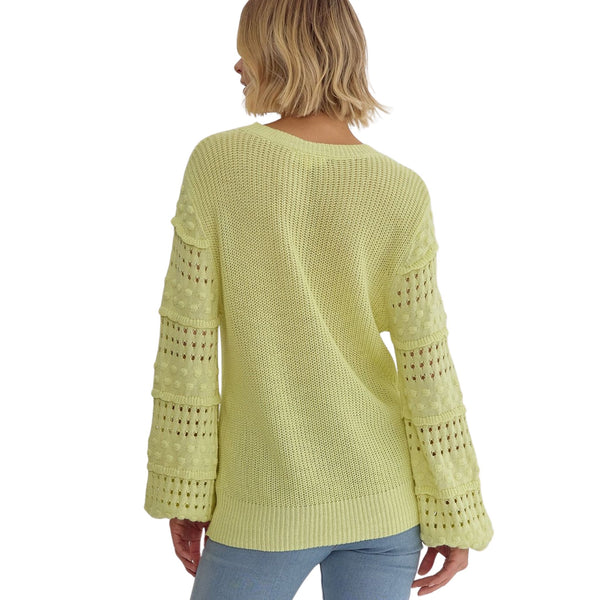 Textured Round Neck Long Sleeve Sweater - FINAL SALE