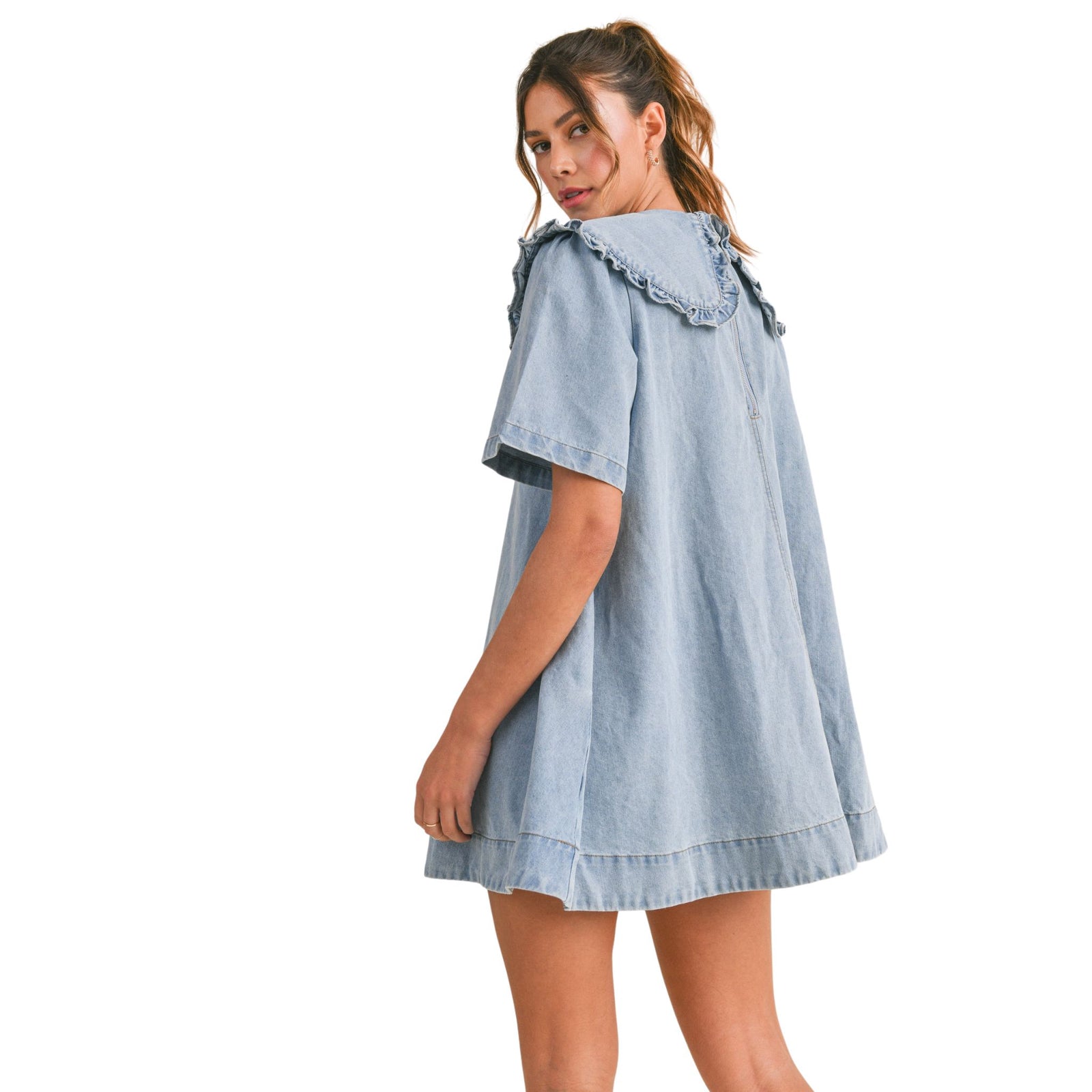 denim dress peter pan collar Peter Pan Denim Dress