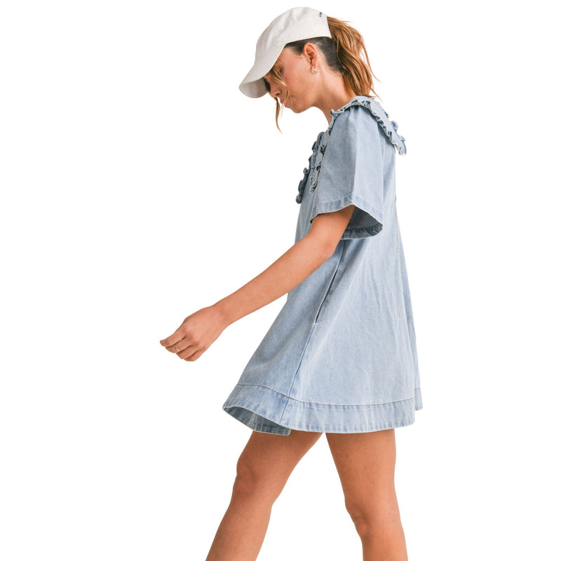 Emm Mini Peter Pan Collar Denim Dress Medium Emm Mini Peter Pan Collar Denim Dress Medium