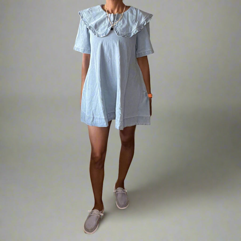 EMM Mini Peter Pan Collar Denim Dress Medium EMM Mini Peter Pan Collar Denim Dress Medium