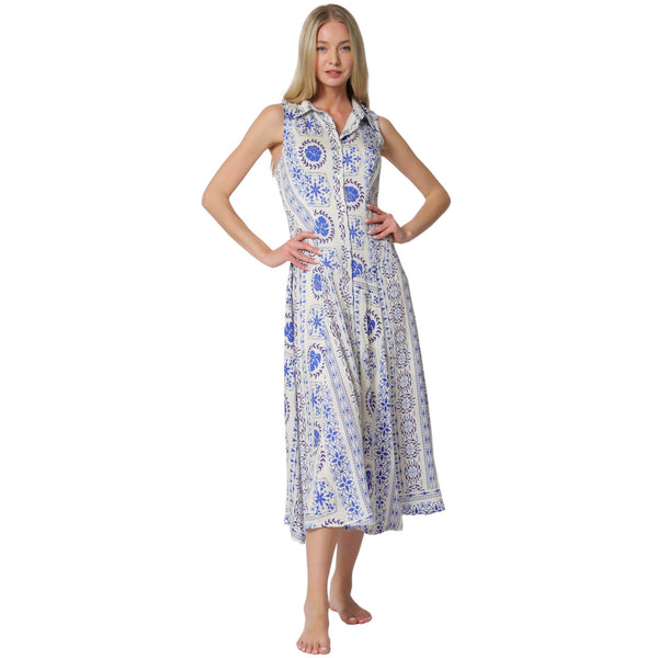 Mikela Sleeveless Button Down Midi Dress