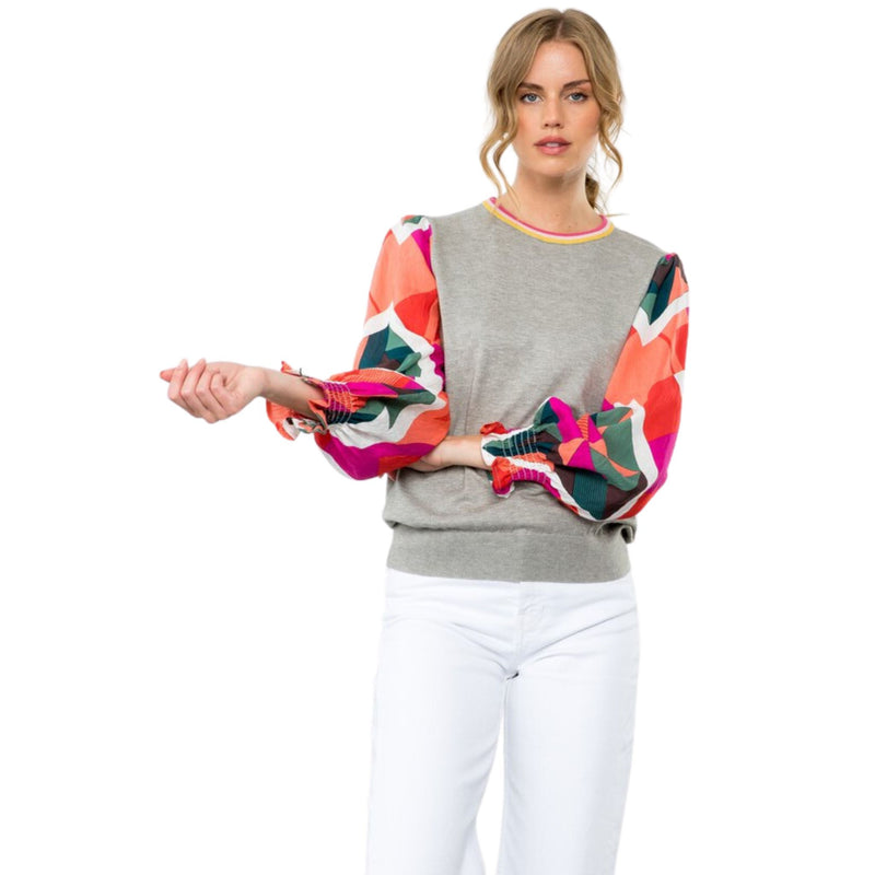 Mixed Print Long Sleeve Top by THML