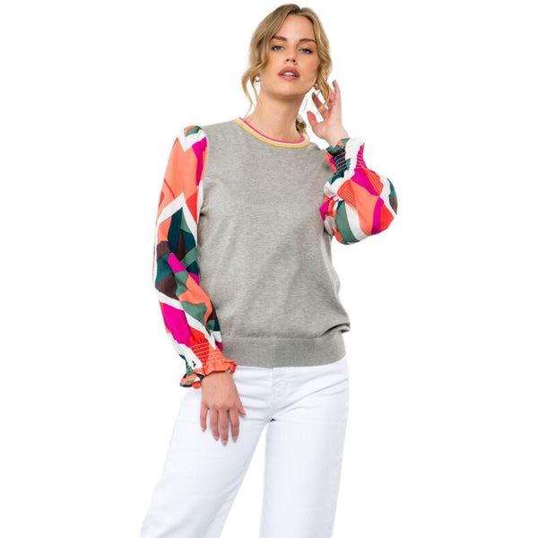 Mixed Print Long Sleeve Top by THML