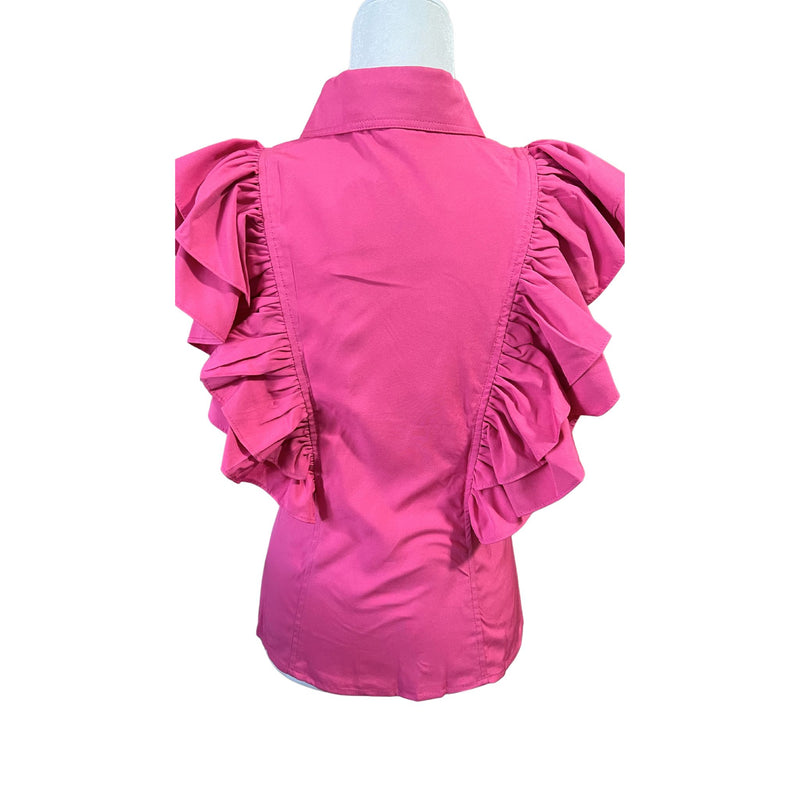 Pink Ruffle  Sleeve Top