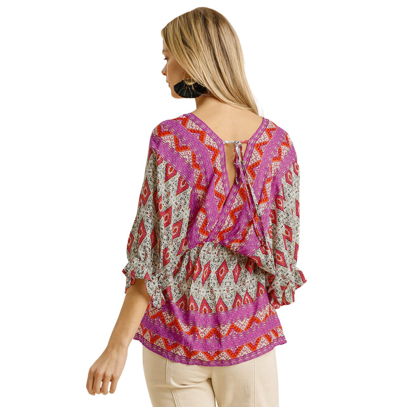 Orchid Printed Top with Tie Back