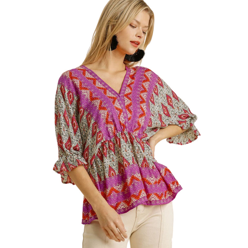Orchid Printed Top with Tie Back