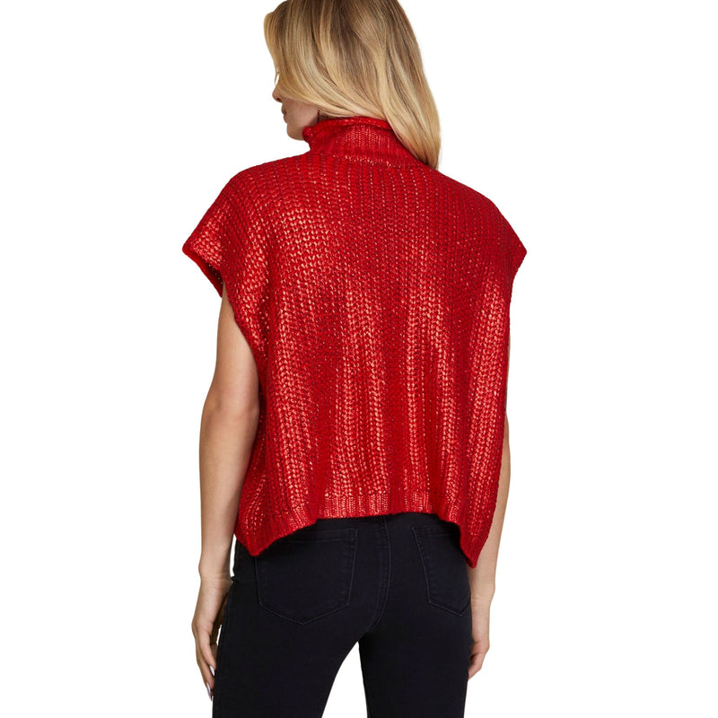 Dina Red Metallic Vest Sweater - FINAL SALE