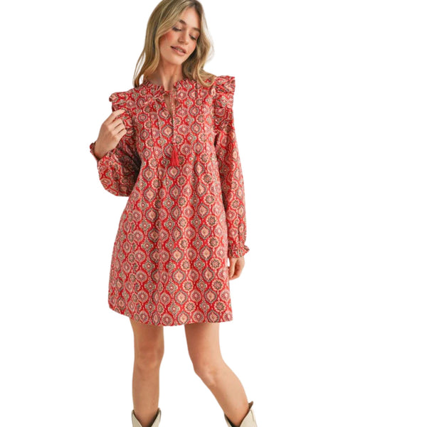 Lea Red Printed Dress