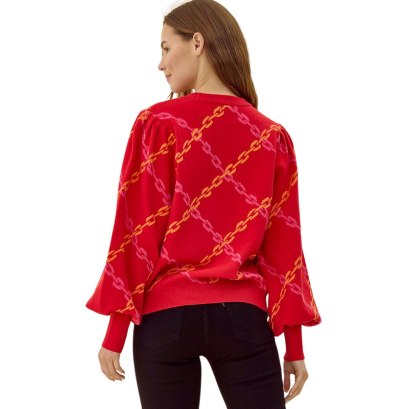 Mena Red Chain Sweater