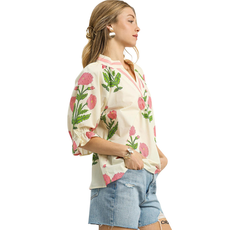 Sam Floral Cream Mix Print Top