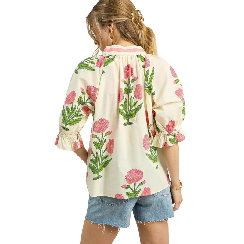 Sam Floral Cream Mix Print Top