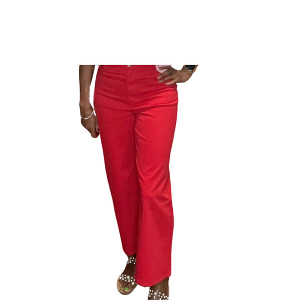 Sophie Red Wide Leg Anke Length Pants