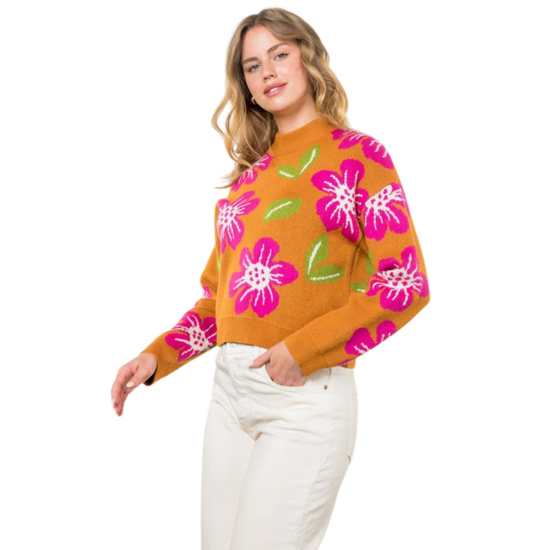 THML Floral Camel Sweater - FINAL SALE