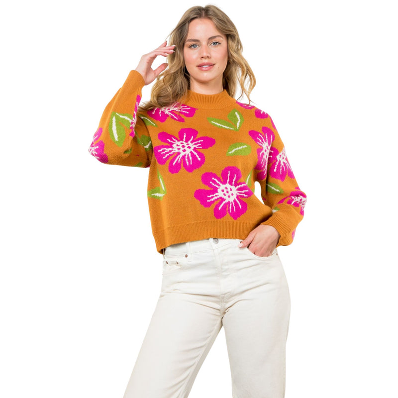 THML Floral Camel Sweater - FINAL SALE