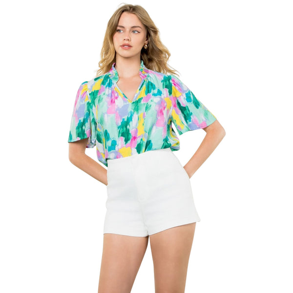 THML EMM Abstract Short Sleeve Blouse