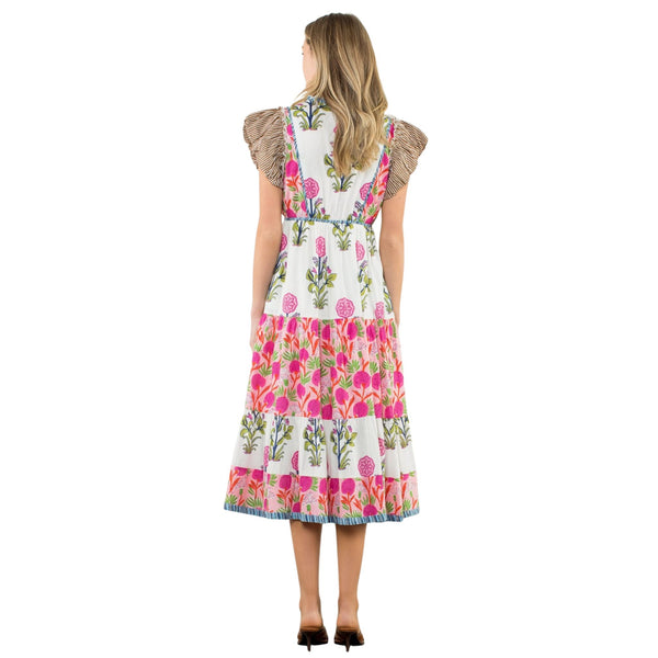THML Flutter Sleeve Tiered Floral Maxi Dress
