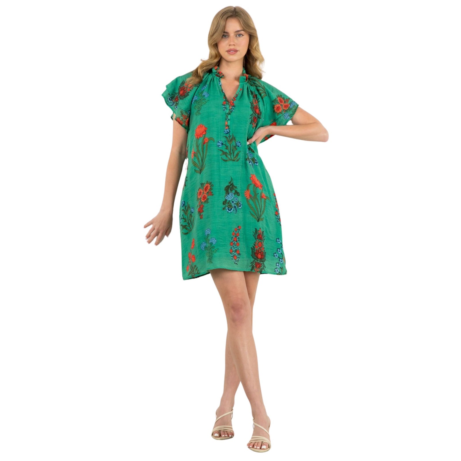 THML Green Flower Garden Dress - FINAL SALE Von Lucy Mobile Boutique THML Green Flower Garden Dress - FINAL SALE Von Lucy Mobile Boutique