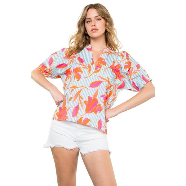 THML Puff Sleeve Floral Top